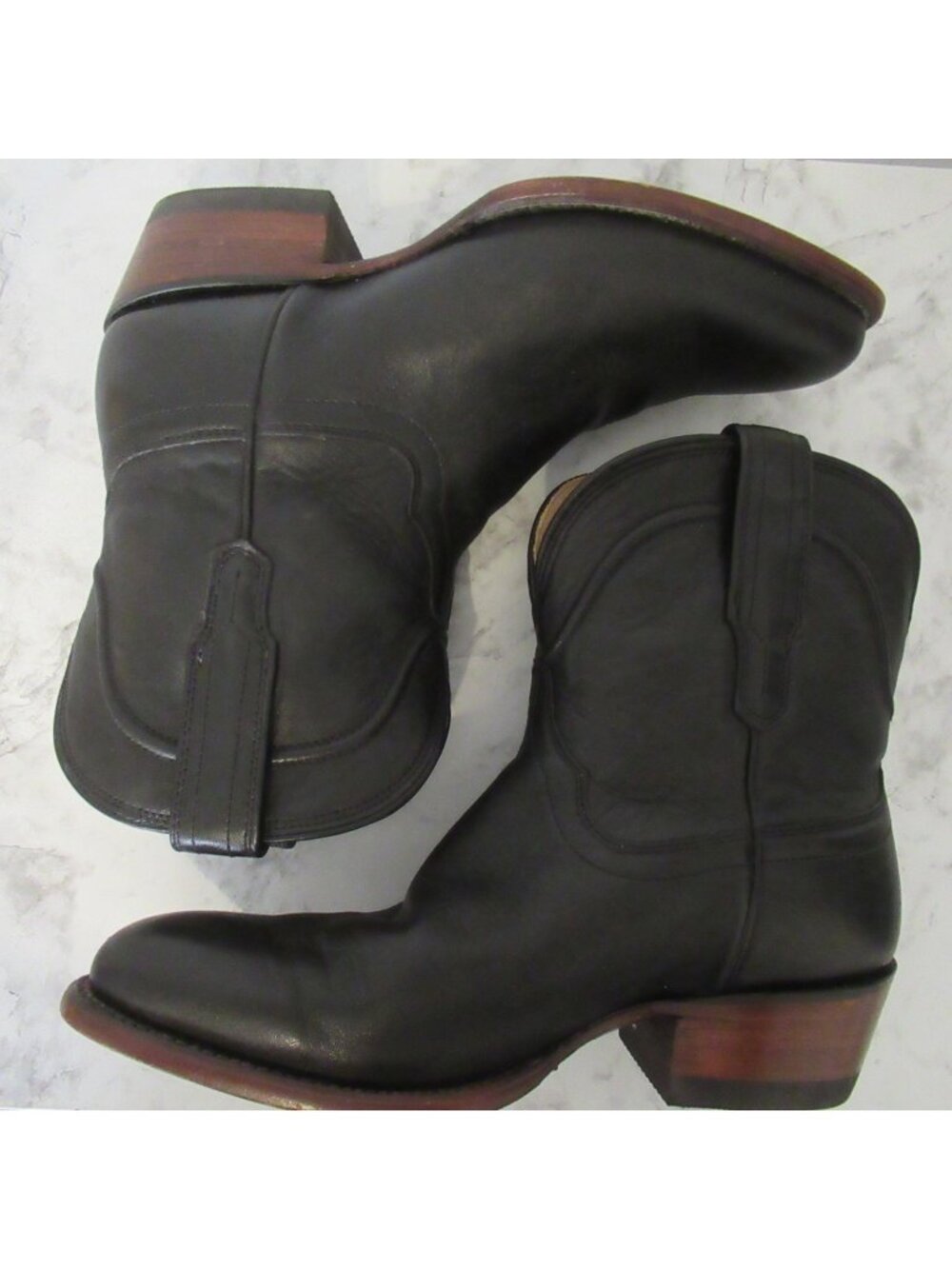 Tecovas Boots 7.5 Black Leather Ankle The Penny Western Festival Pull On